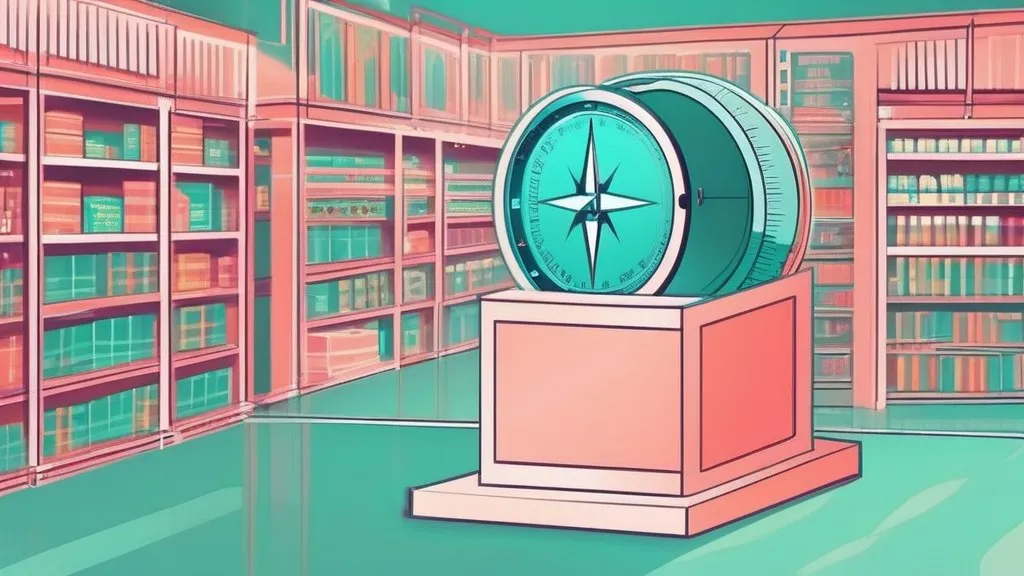 Compass phát sáng chỉ vào một sản phẩm được đánh dấu trên kệ hàng