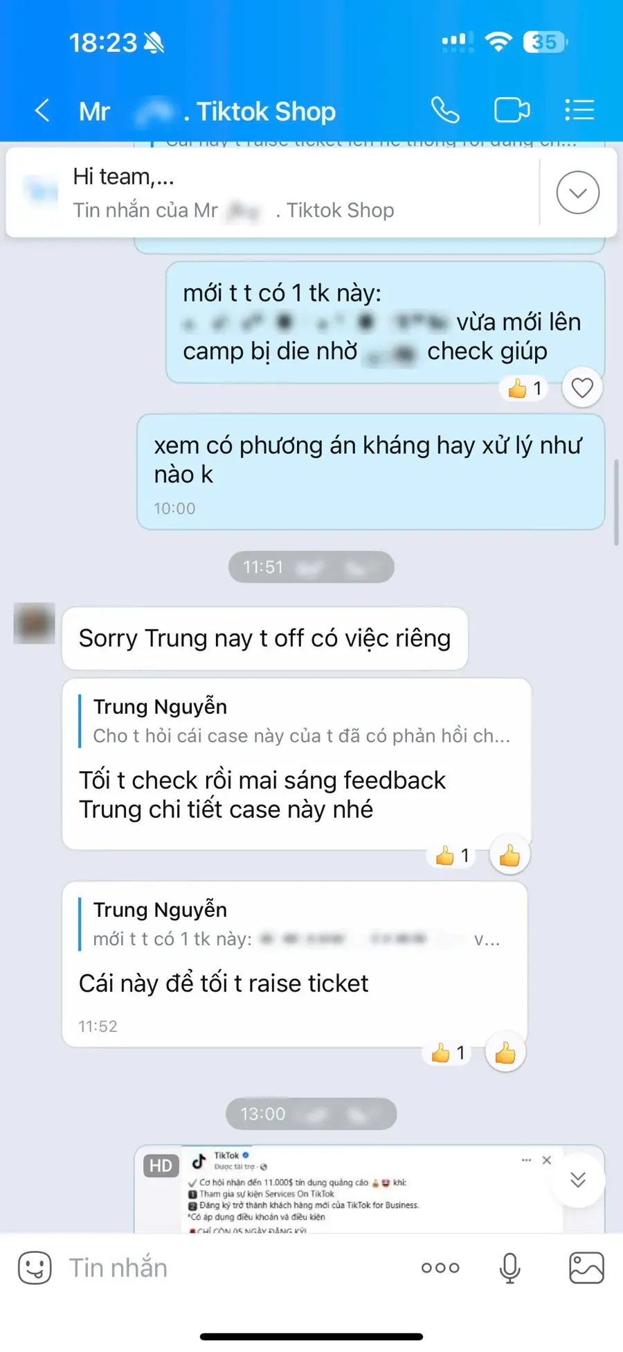 Tài khoản vừa lên chiến dịch đã bị đình chỉ — gửi yêu cầu kháng nghị