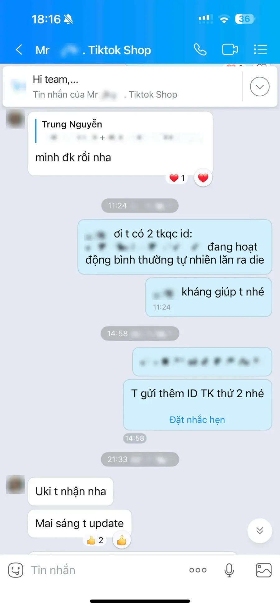 Hai tài khoản đang chạy bình thường bị đình chỉ — tiếp nhận xử lý